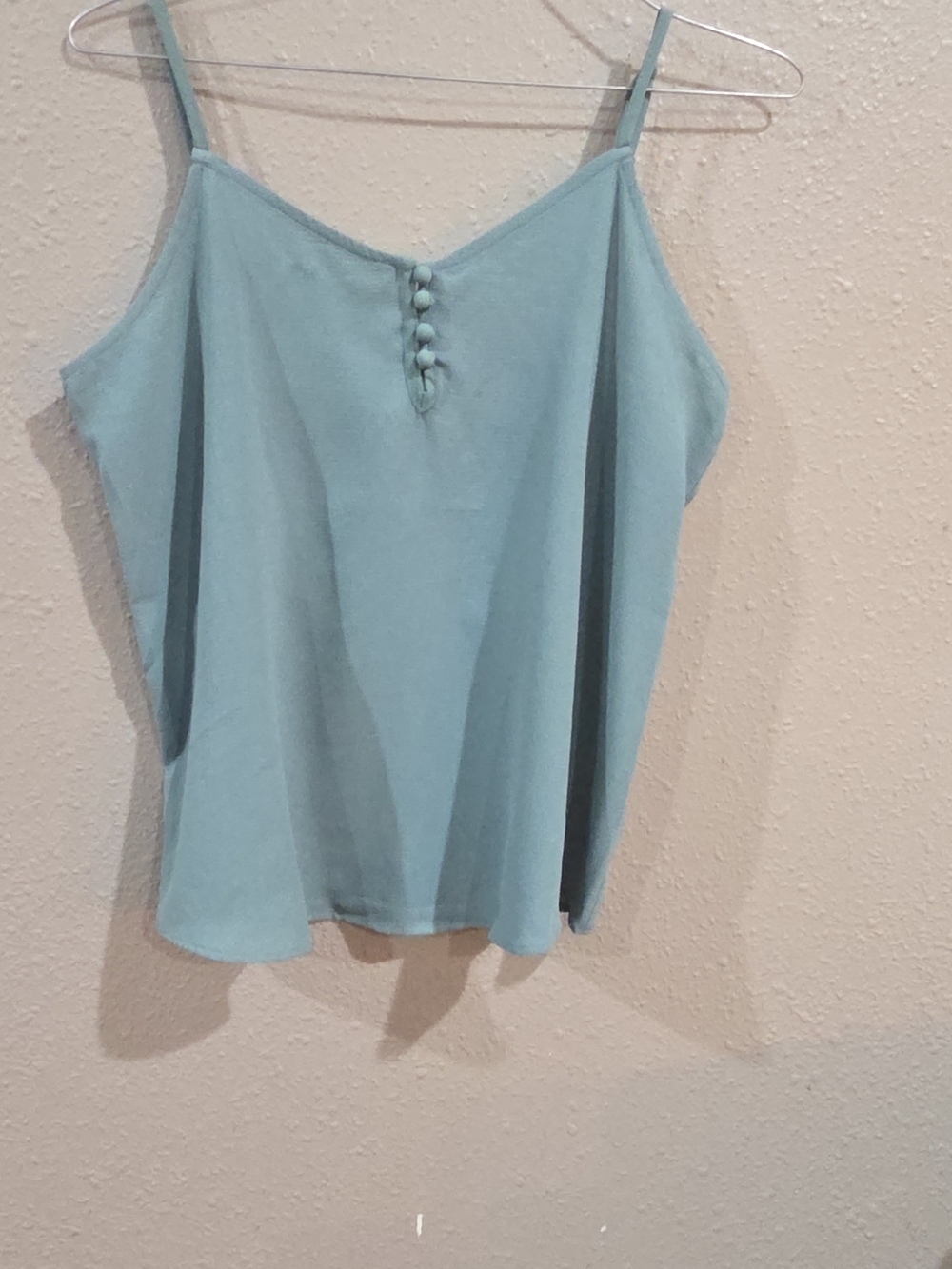Pink Rose Seafoam Spaghetti Strap Tank with Button Placket